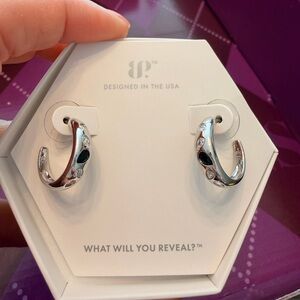 Stylish Silver and Black Hoop Earrings